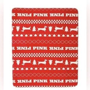 NEW PINK Victoria's Secret Red and White Plush/Sherpa Blanket